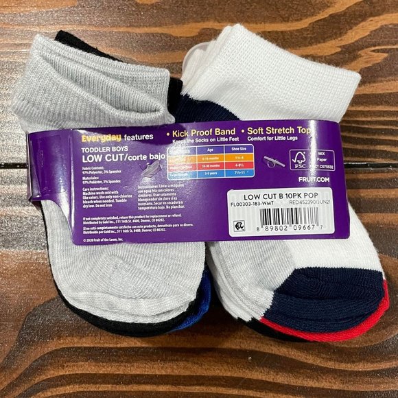 5/$20 NEW 10Pk 18M-36M Boys Low Cut Socks - Picture 3 of 5